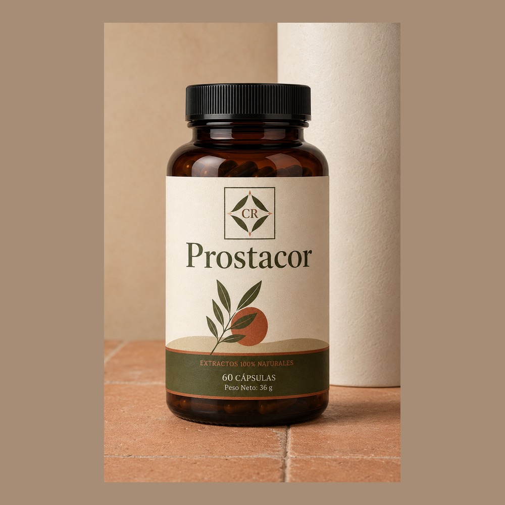 Envase de Prostacor con etiqueta legible